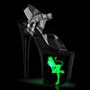 Pleaser - FLAMINGO808NLDG Sandale à bride à la cheville, Pole dance chaussures - Noir/Transparent Product image
